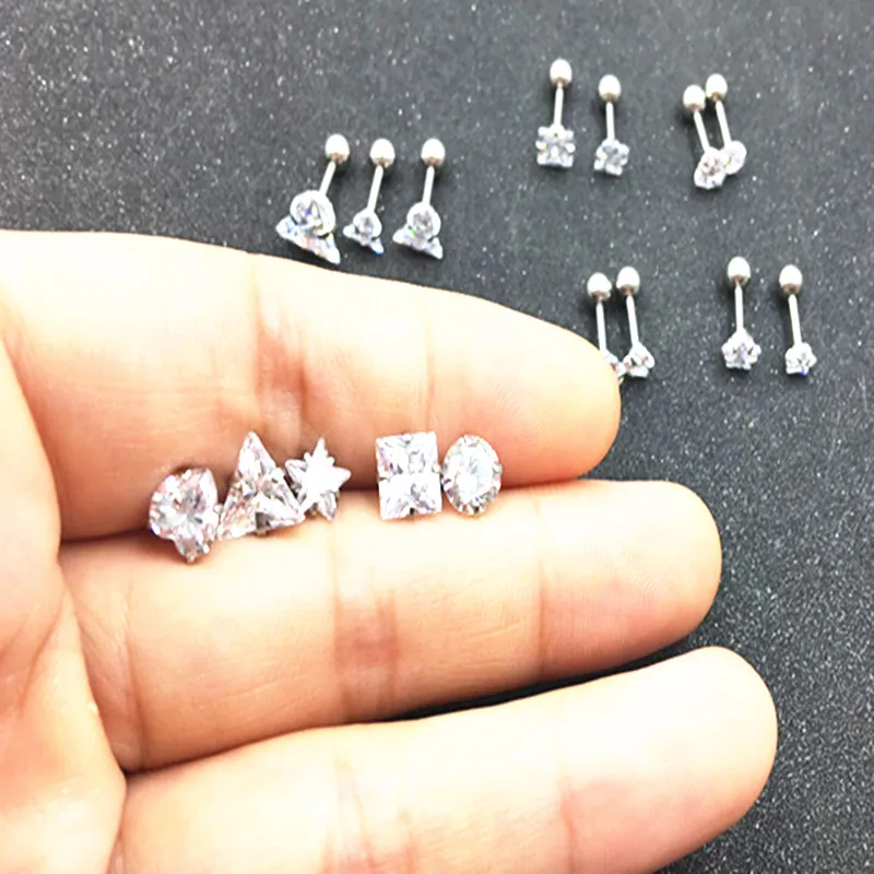 Пересылка 20 шт. Украшения для тела-уха Tragus/HELIX БАР/Стад aaacz камни зубец набор круглый /площадь/треугольник/звезда/сердце все ясно