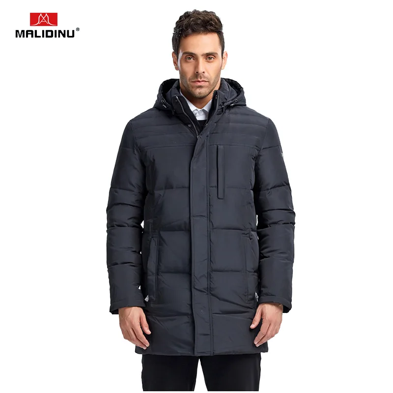 MALIDINU 2021 Fashion Men Down Jacket 70% Duck Down Winter Thick Long Down Coat Brand European Size Down Coat -30C Free Shipping