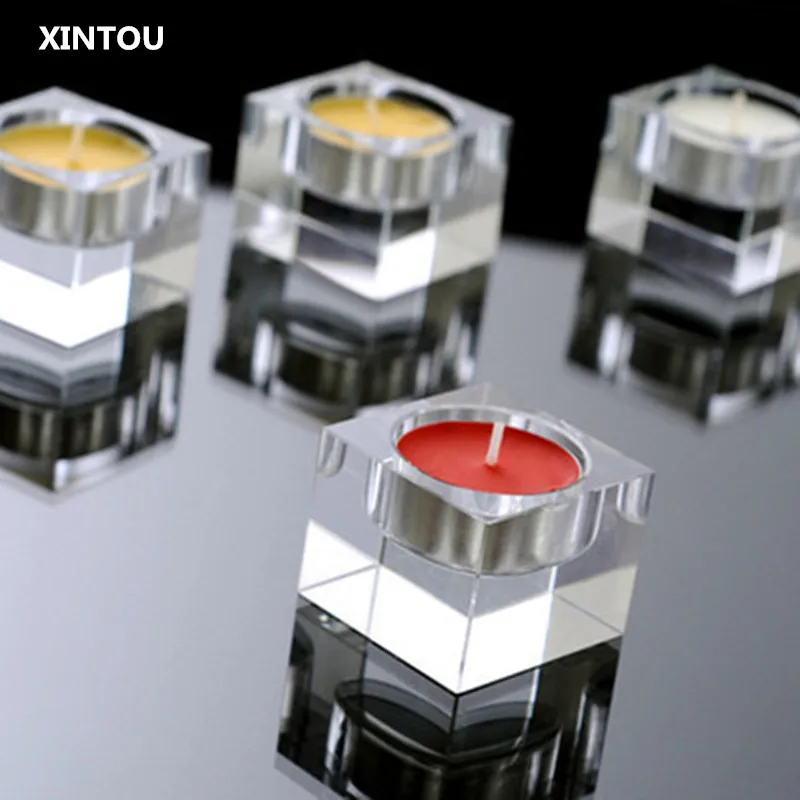 Кристальная квадратная подставка для свечей XINTOU прозрачная домашнего декора