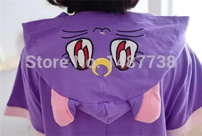 Kawaii аниме Фиолетовый кот комбинезон толстовка пижамы для взрослых Летние