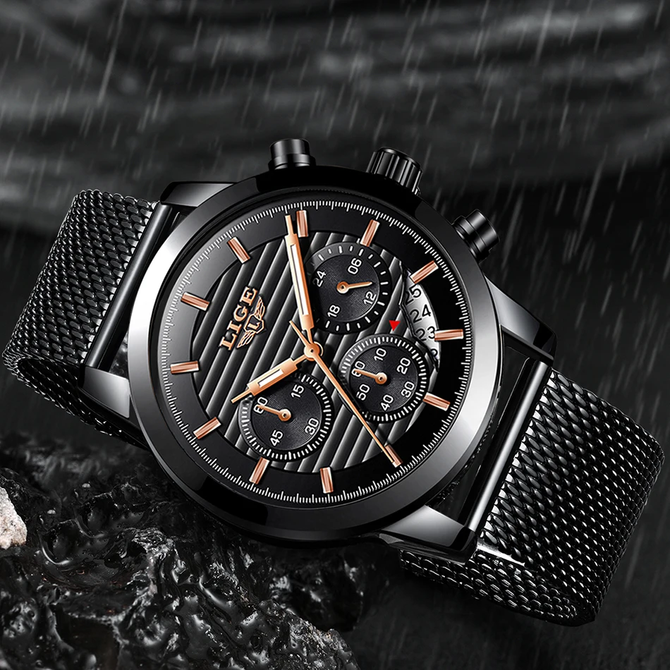 Мужские часы новинка LIGE мужские Лидирующий бренд роскошные кварцевые наручные
