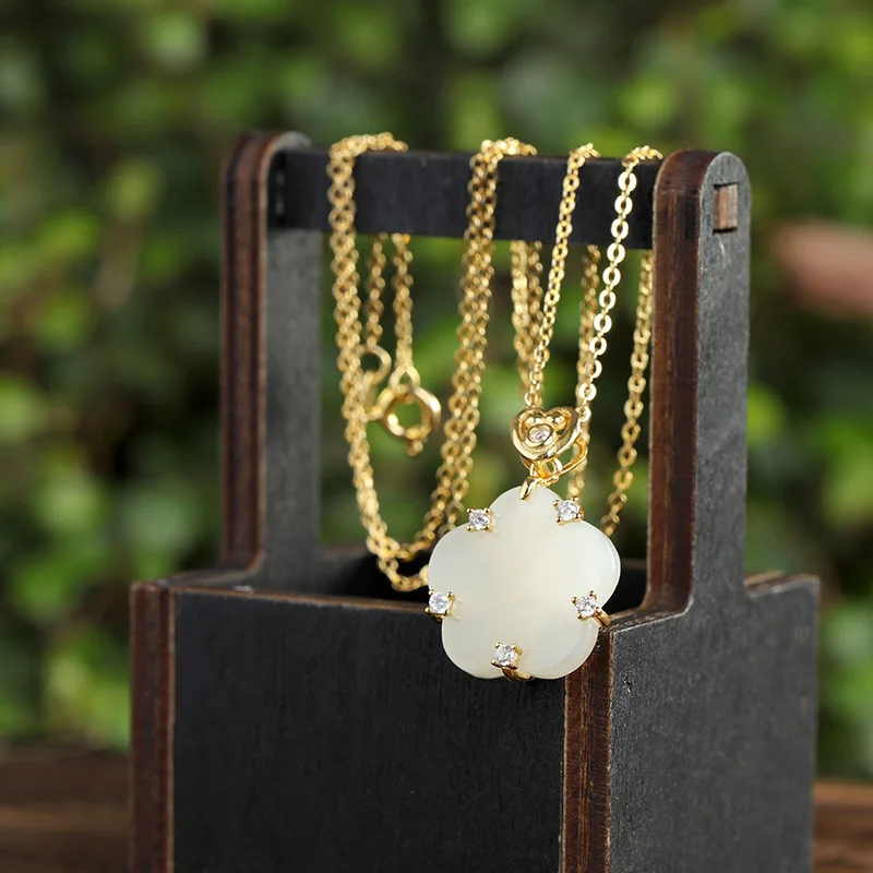 S925 silver inlaid natural ms hetian plum character high-grade pendant hanging | Украшения и аксессуары