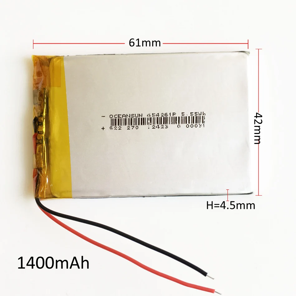 3,7 V 1400mAh литий-полимерная LiPo аккумуляторная батарея Li-cells 454261 power для Mp3 gps psp power bank динамик DVD ноутбук PAD