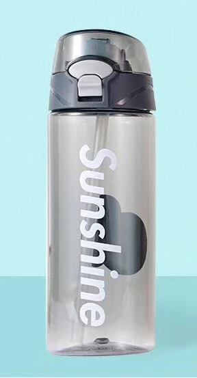 Sunshine-T-grey Sunshine бутылка для воды BPA бесплатно ЕС Сертификация спортивный для напитков Портативный силикагель соломы Тритан материал взрослые дети спортивные бутылки - Цвет: Sunshine-T-grey
