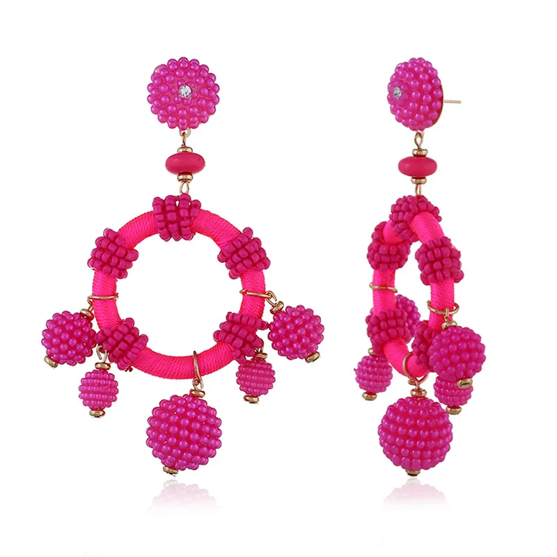 Преувеличены Rose Red бисер Ссылка жемчугом подвеска Подвески длинные серьги для