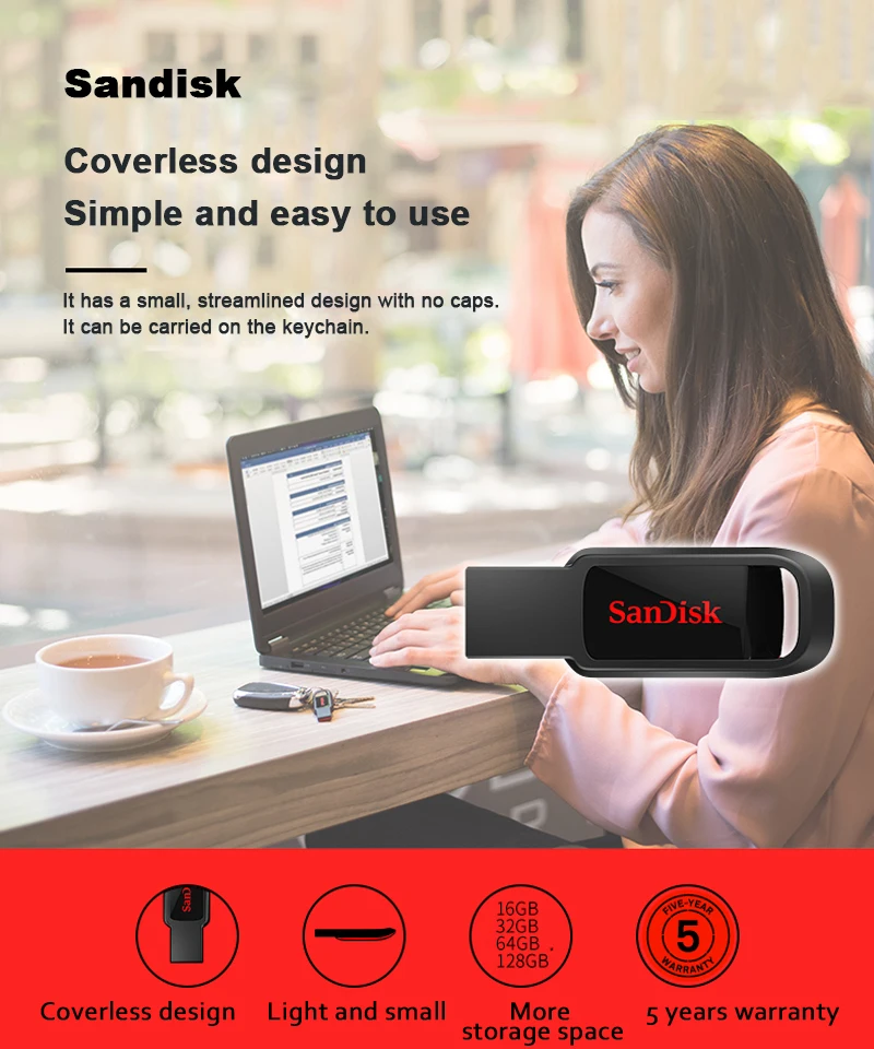 SanDisk CZ61 USB флеш-накопитель 128 Гб 64 ГБ высокоскоростной USB 2,0 мини-диск микро USB Флешка 32 Гб 16 Гб памяти