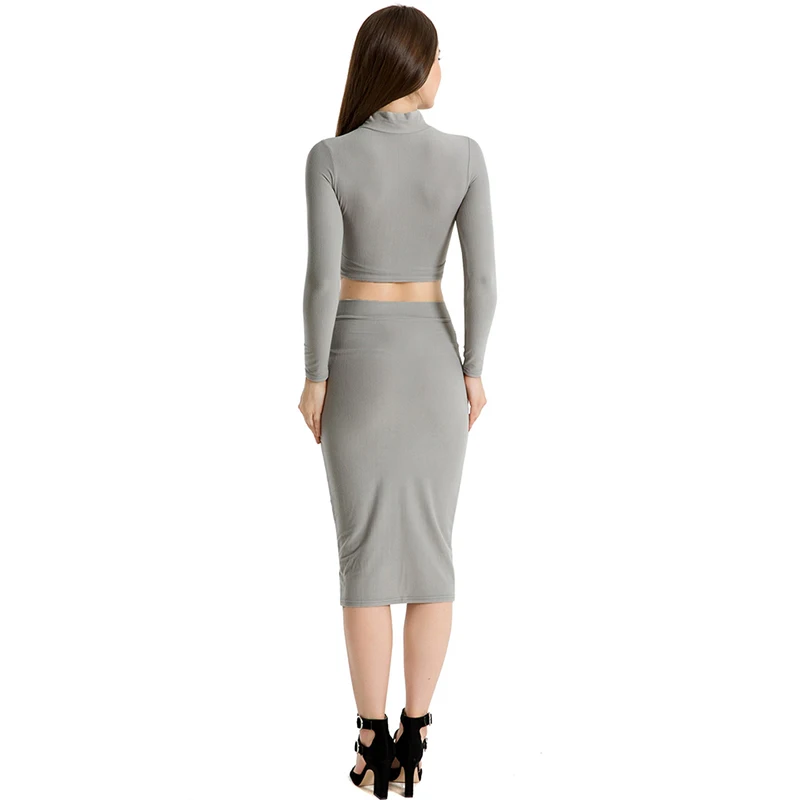 Модные женские комплект 2018 весна лето Комплект трикотажный кроп Топы + середины