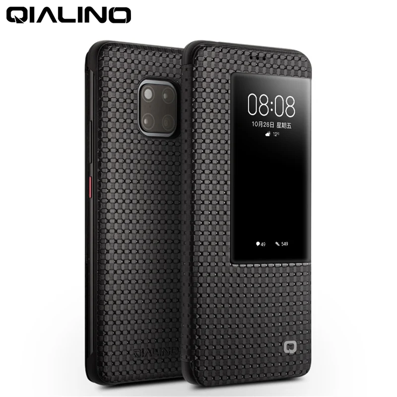 

QIALINO Fashion Genuine Leather Flip Case for Huawei Mate 20 Stylish Business Ultra Slim Smart View Phone Cover for Mate20 Pro