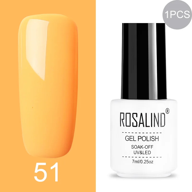 51 ROSALIND Gel Varnish Set For Manicure Hybrid Nail Art Top Coat Primer - Цвет: 51
