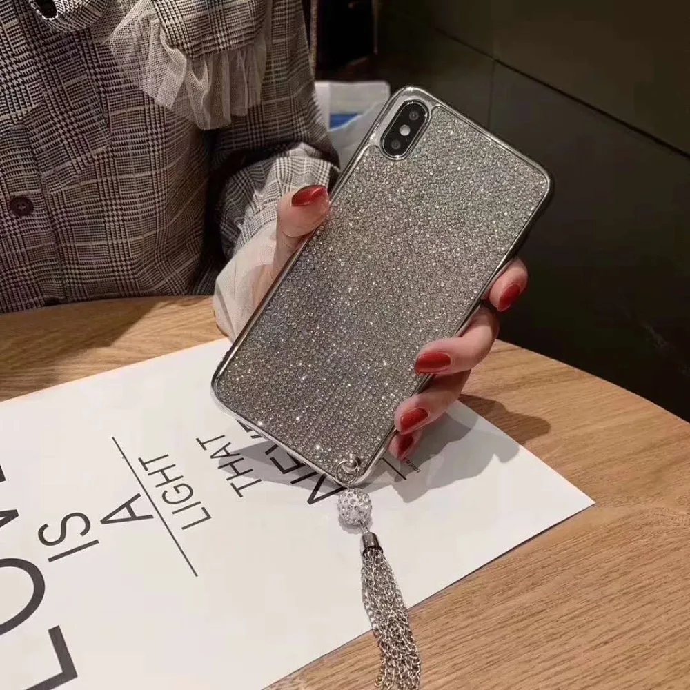 Роскошный блестящий чехол LaMaDiaa с кисточкой и блестками для iPhone 11 Pro MAX 7 8 6s 6 plus X XR XS