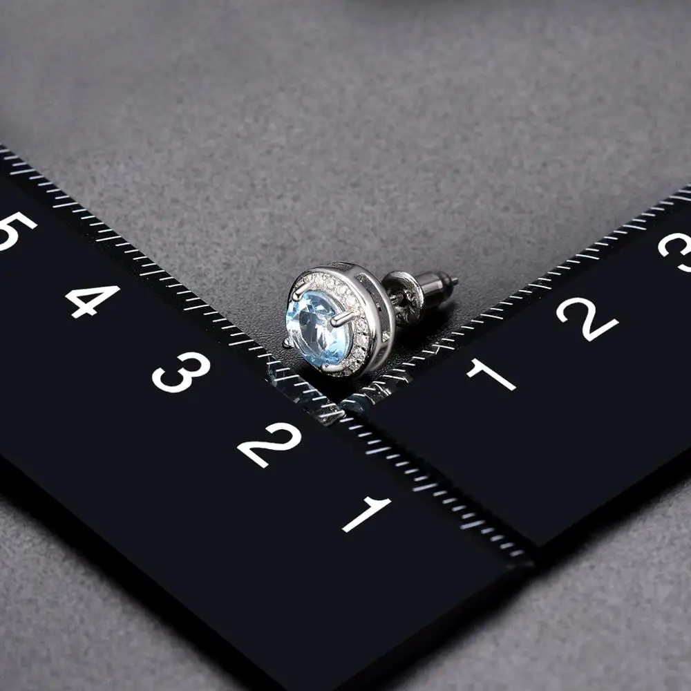 Hutang круглые серьги сделаны с 1.88ct натуральный драгоценный камень Небесно голубой топаз Твердые 925 пробы серебряные ювелирные изделия для женщин подарок