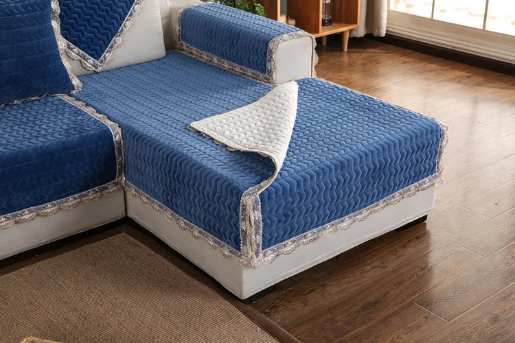 Winter Thicken Plush Sofa Cover Cushion Simple Modern Living Room Pure Color Couch Cover Sofa Towel Home Decoration