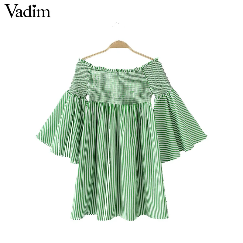Женское платье в полоску Vadim повседневное Плиссированное мини-платье с вырезом