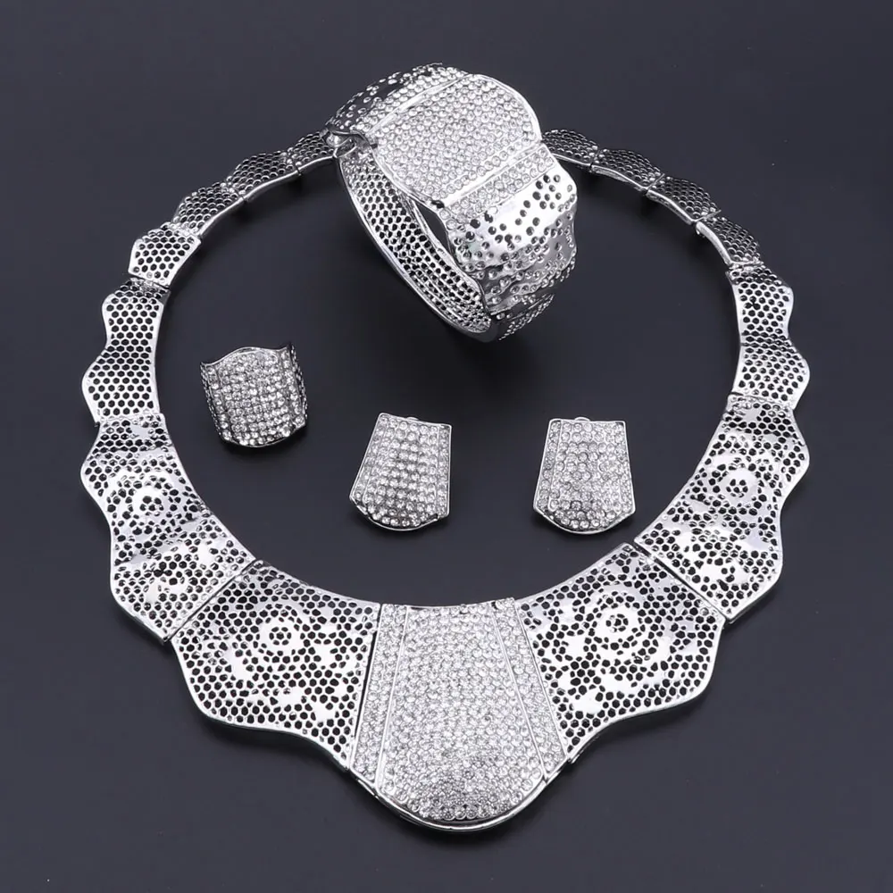 OEOEOS Ювелирные наборы для женщин серебряный цвет африканские бусы ювелирный