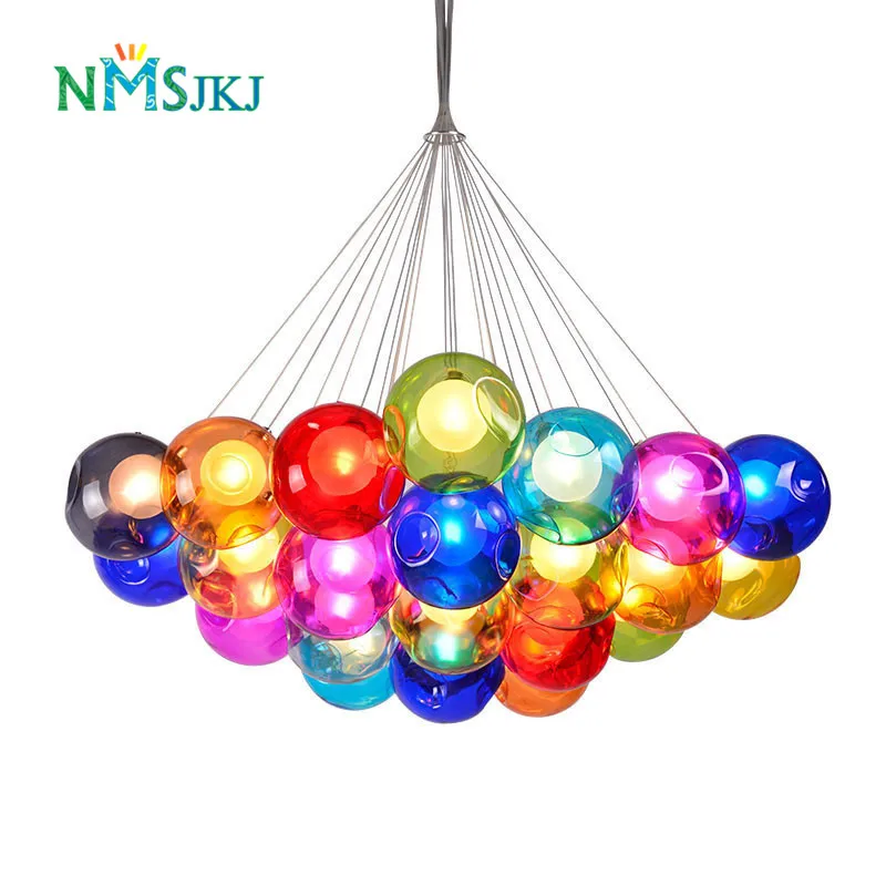 Современные красочные стеклянные Хрустальные подвесные светильники для
