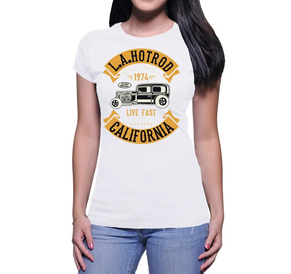 

2019 New Summer Slim fit T-shirt T - SHIRT DONNA LA HOTROD VINTAGE ILLUSTRATION Women cute Tee Shirt