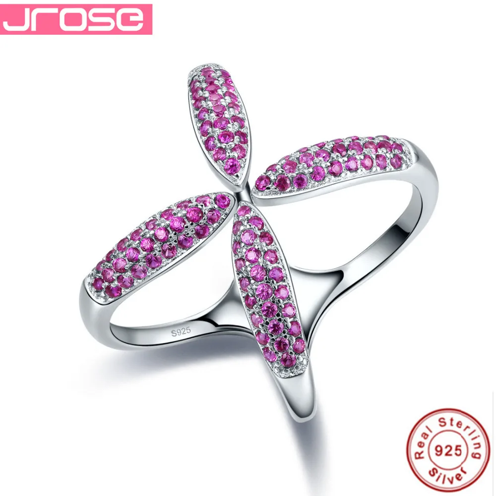 Jrose Ювелирные Украшения Кольца партия Красный CZ 100% S925 стерлингового серебра