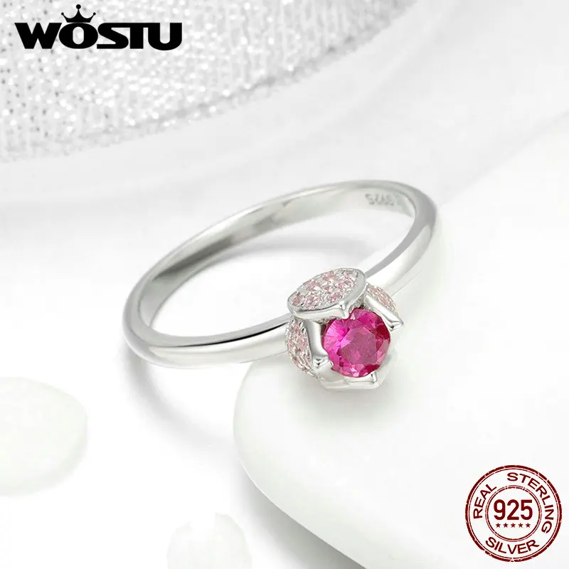 WOSTU, подлинные, 925 пробы, серебряные, Обручальные, на день рождения, красные, Blssom с вами, кольца для женщин, бренд, хорошее ювелирное изделие, подарок FIR455