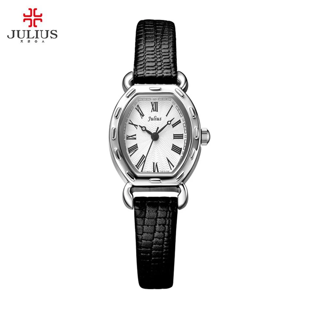 JULIUS Small Dial Rome Number Leather Strap Women's Quartz Watches with Gift Watch Case Relogio Feminino Montre | Наручные часы