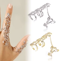 hot sale multiple knuckle ring leaf flower crystal stack finger rings gold sliver plated flowers rhinestone rings women jewelry