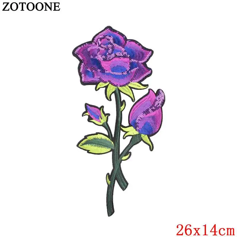 ZOTOONE блесток Корона нашивки для Костюмы Блестящий лук Вышивание сзади накладная заплата Цветы Большой аппликации E - Цвет: 27