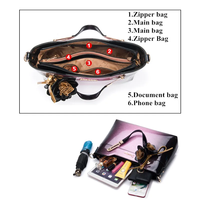 

ICEV 2019 New Fashion High Quality Patent Leather Handbags Top Handle Bags Handbags Women Famous Brands Women Leather Handbags