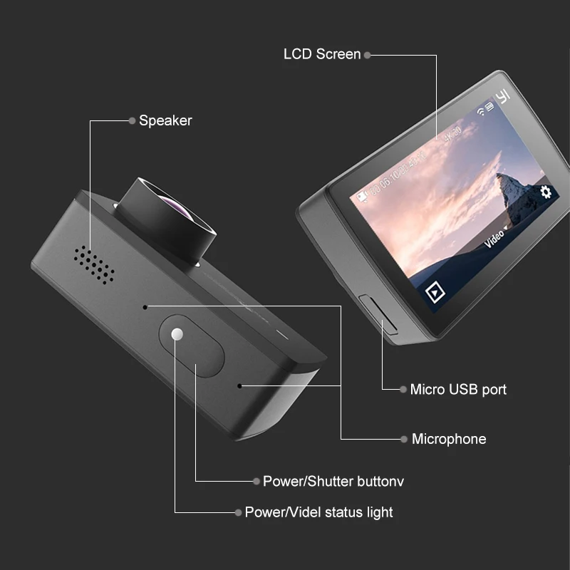 Международная Экшн камера для Xiaomi YI 4 K Ambarella A9SE ARM 12MP CMOS 2 19 &quot155 градусов EIS wifi
