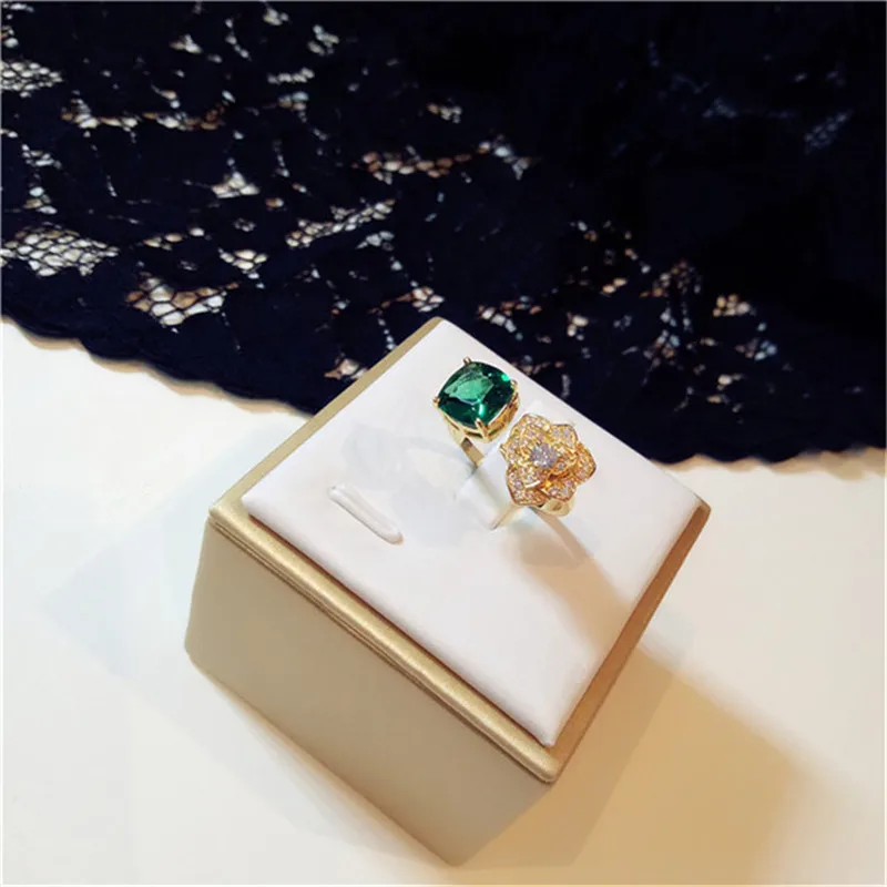 Винтажные изумрудные кольца для женщин, Серебро S925 пробы, 18K золото, зеленый кубический цирконий, Открытое кольцо, простой темперамент, хорошее ювелирное изделие