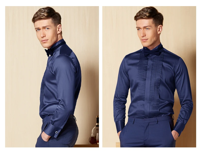 Повседневная рубашка с длинным рукавом slim fit camisa masculina раза tuxedo shirt