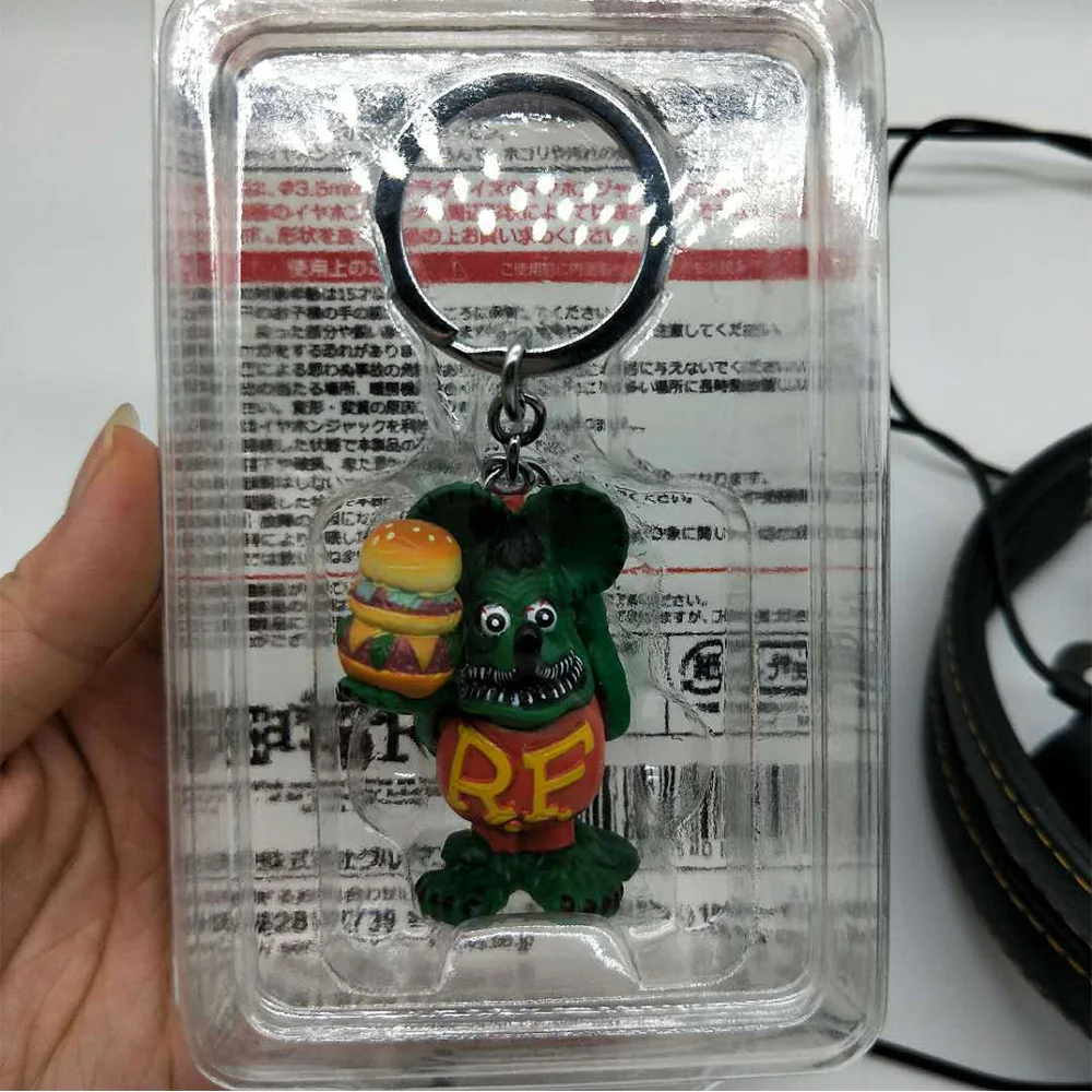Rat Fink ED Big Daddy Roth Keychain Key Chain Figures Ratfink Doll Key Ring - Цвет: painted