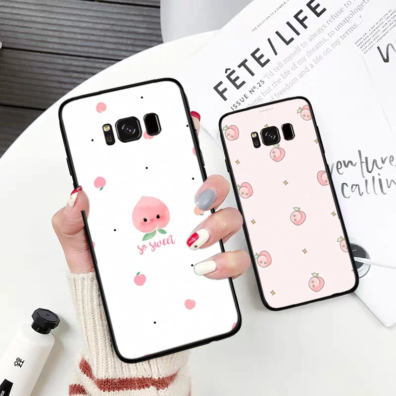 Розовый персиковый силиконовый чехол для Samsung S6 Edge S7 S8 Plus S9 S10 S10e M10 M20 M30 M40|Бамперы| |