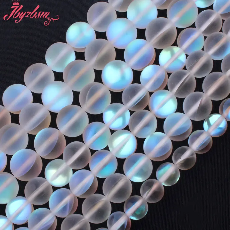 Круглые бусины 6 8 10 12 мм из лунного камня белого Мороза для самостоятельного