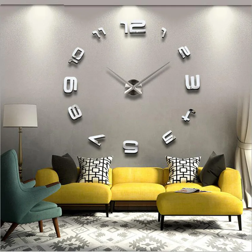 Hot Digital Fashion Style Wall Watches Rushed MirrorLarge Clock Modern Design Sticker Quartz Clocks Aedhesive | Дом и сад