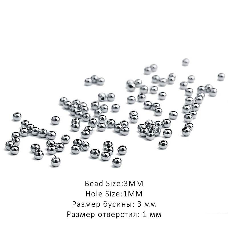 3mmx1mm 50 шт./лот, диаметр 3 мм, 4 мм, 6 мм, 8 мм, 10 мм, круглые Серебристые бусины из нержавеющей стали с большим отверстием, металлические бусины-разделители для изготовления ювелирных изделий своими руками - Цвет: 3mmx1mm