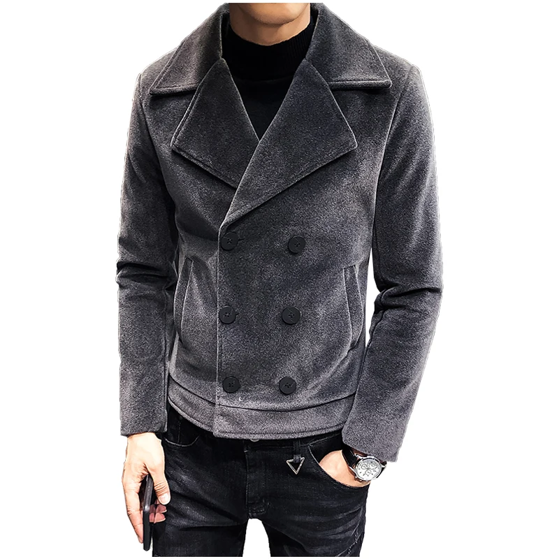 A016 P95Autumn зимние мужские короткие Стильные мини тренчи Новые пальто кардиган