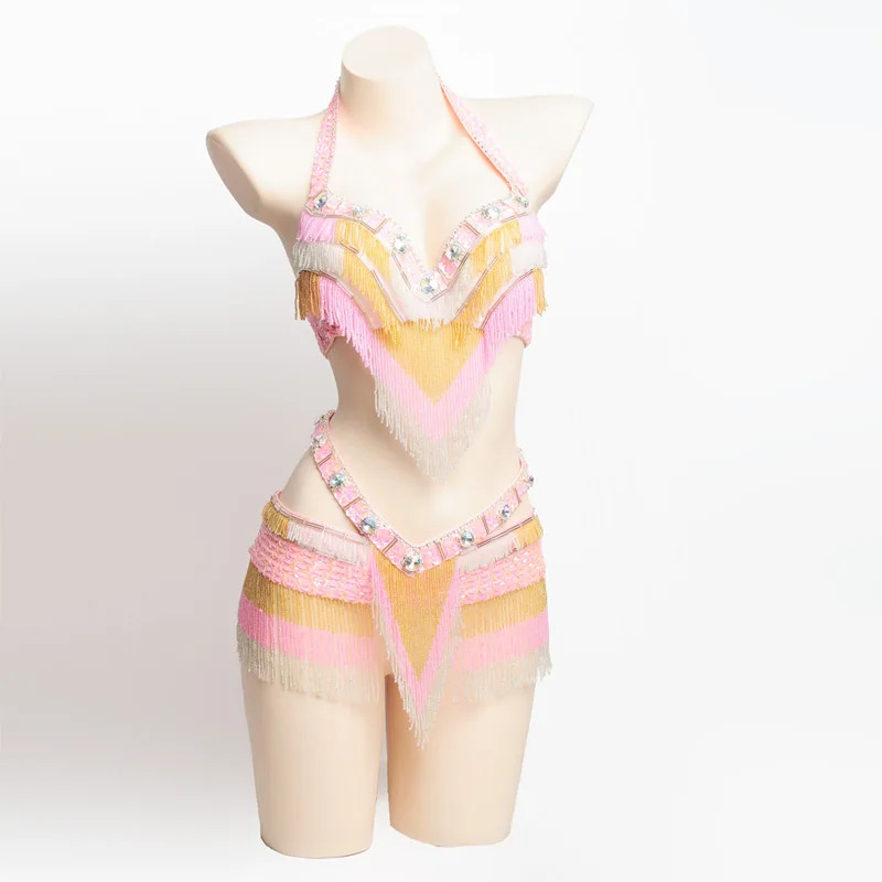 Pink Новые женские танец живота комплект костюм для танца живота сексуальная одежда ночь танец живота карнавальные Топы цепи бюстгальтер пояс Della181030 - Цвет: Pink
