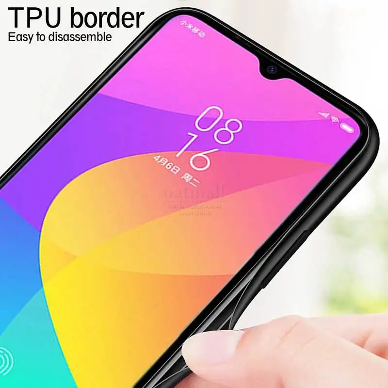 Блестящая задняя крышка для Xiaomi MI CC9 чехол с градиентом закаленное стекло мягкая