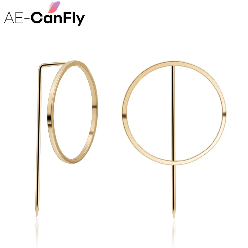 AE CANFLY уникальный простой металлической Серьги для Для женщин золотые или