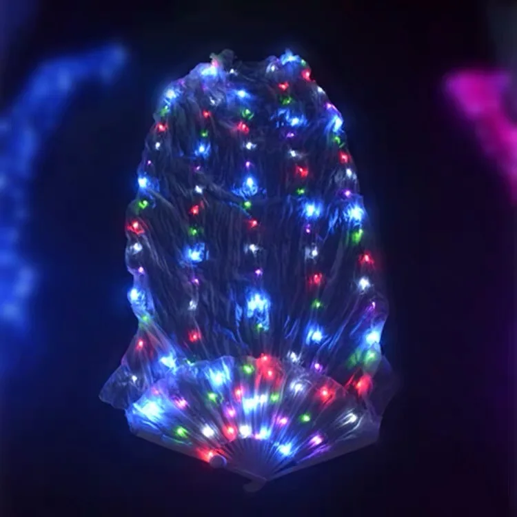 

LED Belly Dance Fan Veil Fan Stage Performance Props Rainbow White Led Fan Veil