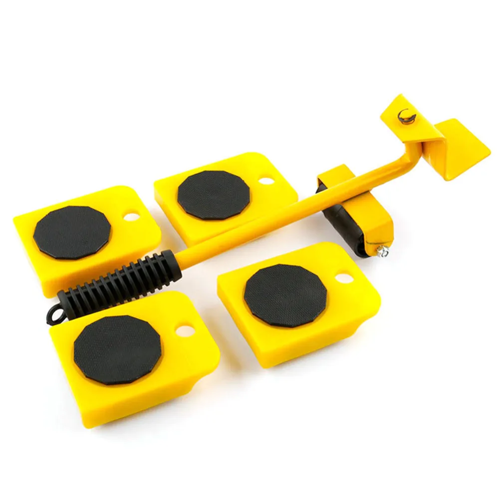 Yellow Инструмент для перемещения мебели, домашний подъемник на колесиках, 4 колесных колесиков+ 1 колесико для тяжелой транспортировки, набор инструментов для мебели - Цвет: Yellow