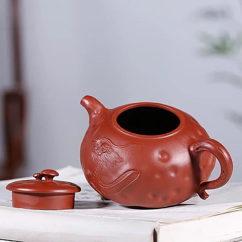 300cc Исин Фиолетовый Глиняный Чайник ручной работы тисненый Дракон узор сырье