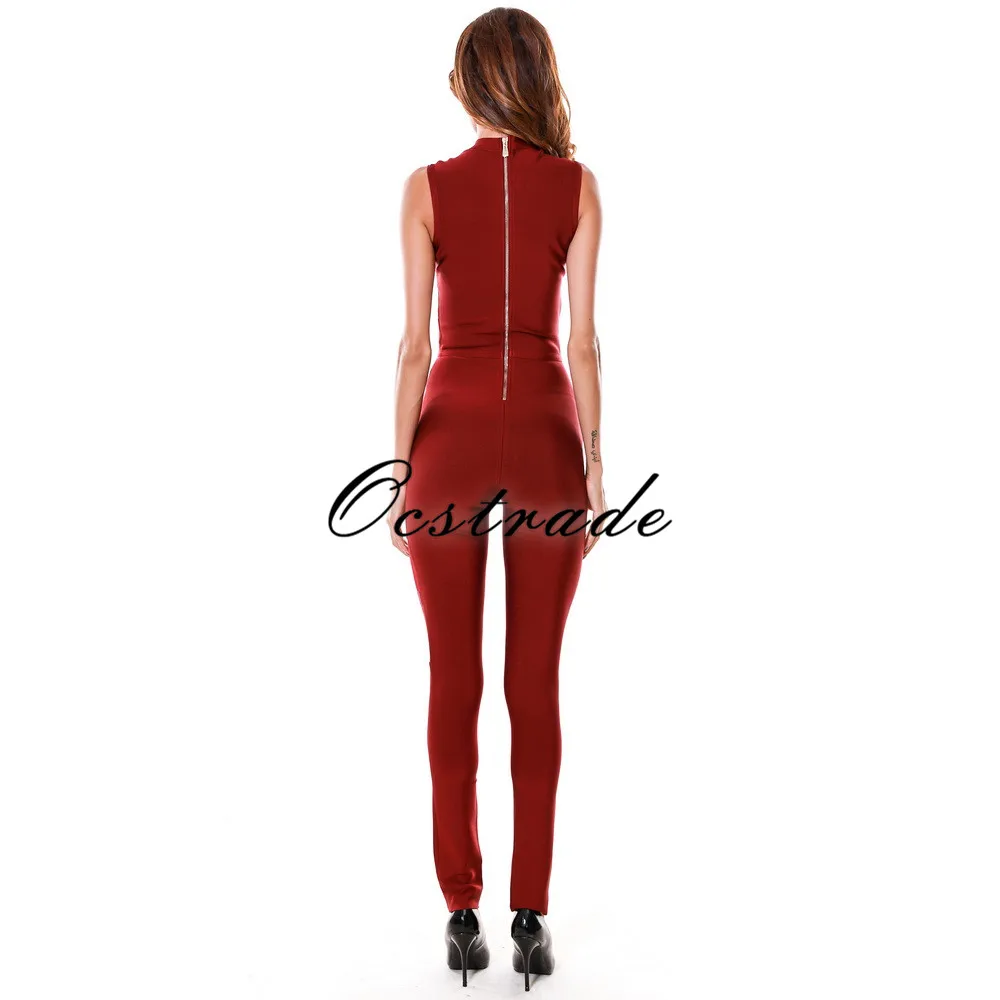 Сексуальное Женские Комбинезоны 2017 г. Новое поступление бордовое Сетчатое