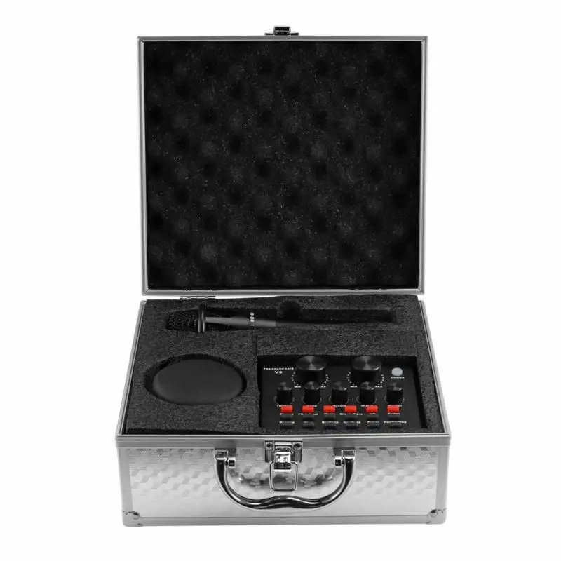V8 аудио Usb гарнитура микрофон наушники Webcast стример Live Sound карта кабель набор для