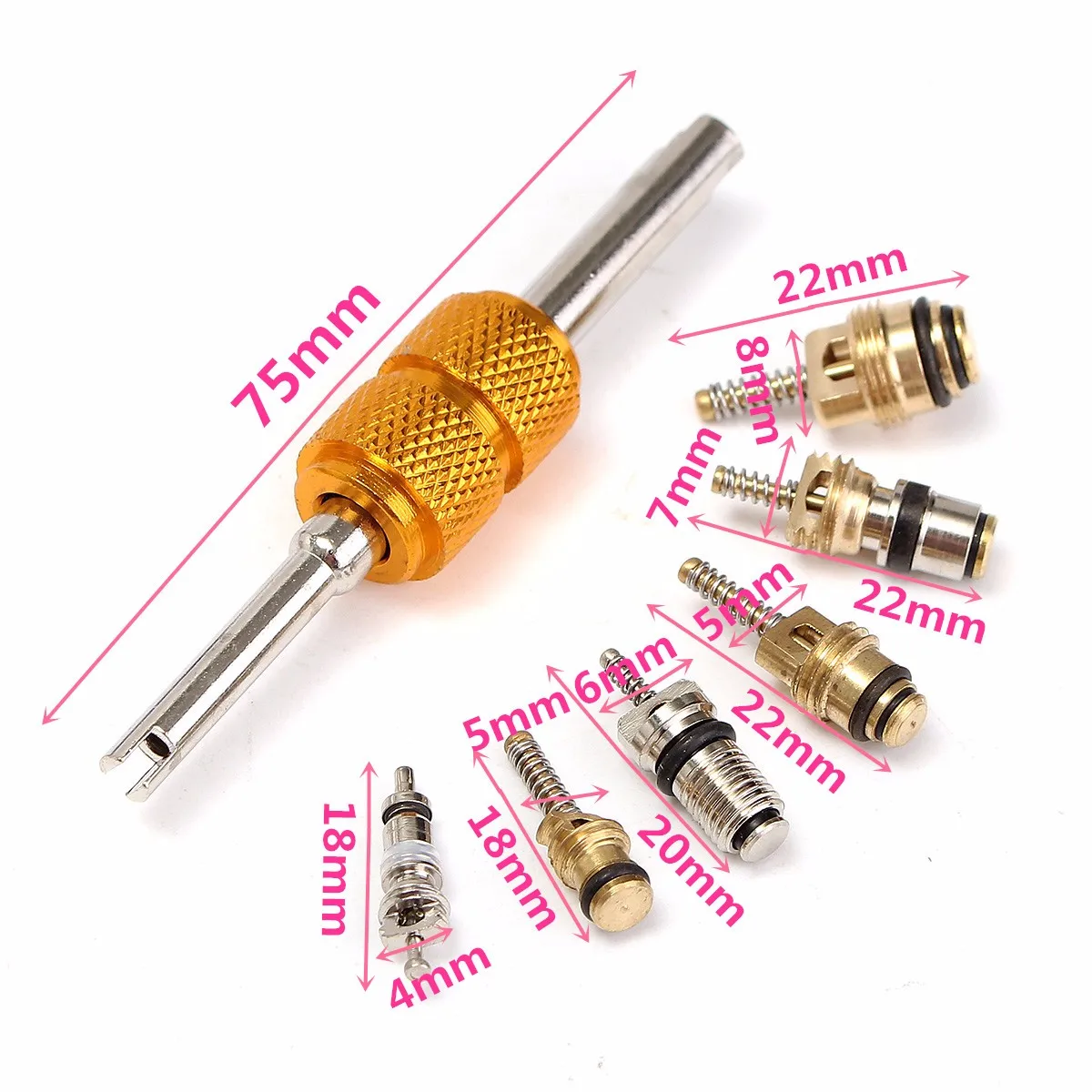 50Pcs Auto Car Air Conditioning Valve Core+1Pcs Remover Repair Tool for R134A Toyota Honda BMW A/C Core | Автомобили и мотоциклы