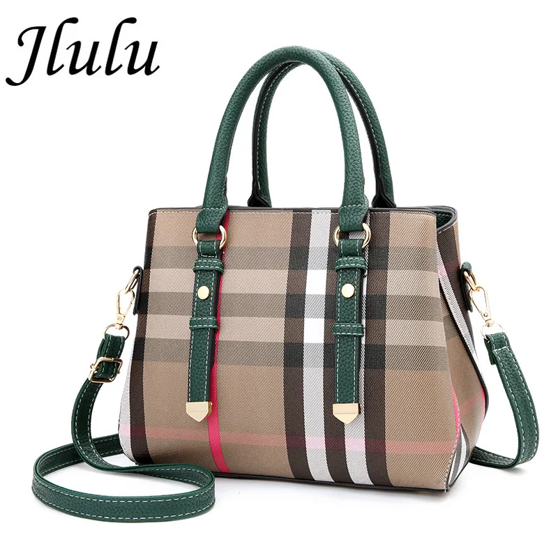 Jlulu/модные роскошные дизайнерские женские кожаные сумки клетчатая