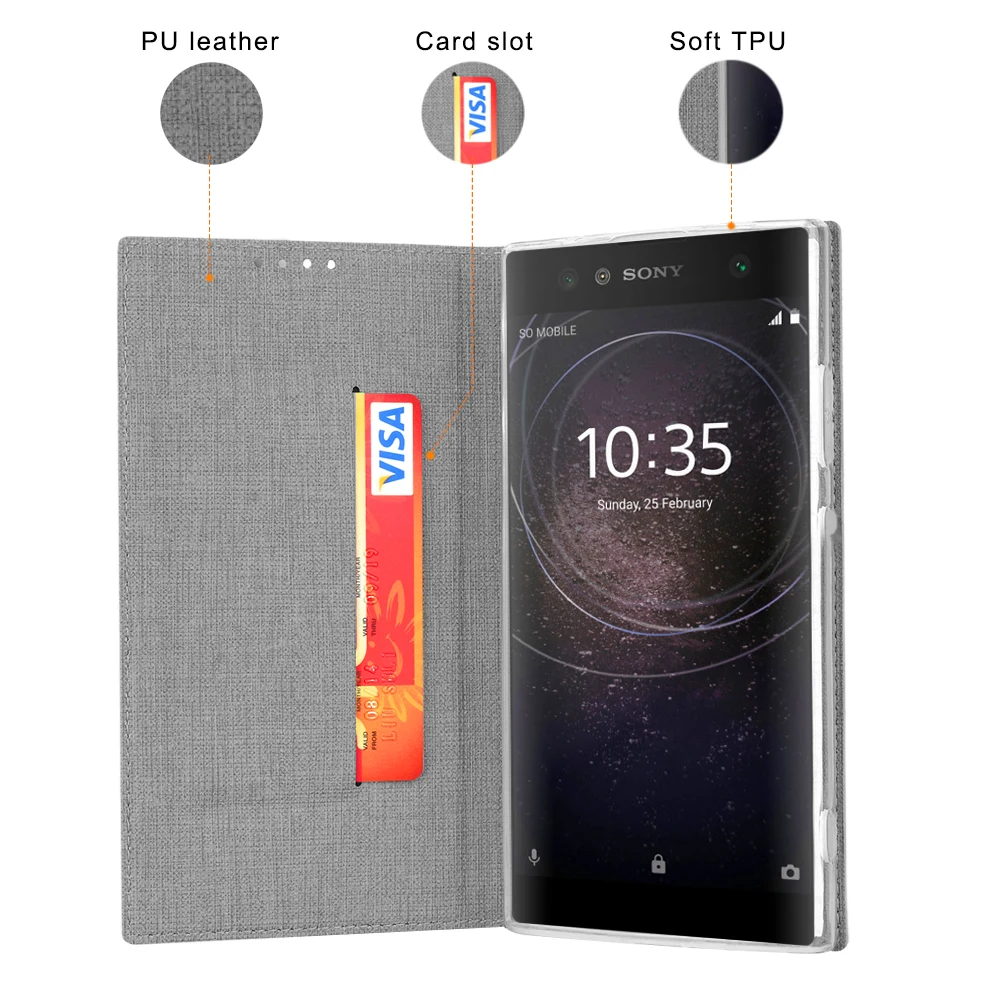 Для sony Xperia 10 XA2 XA1 XA Ultra Plus защитный чехол для телефона мягкий флип кожаный полный Чехол XA 3 2 1 xa2+ xa1+ бампер