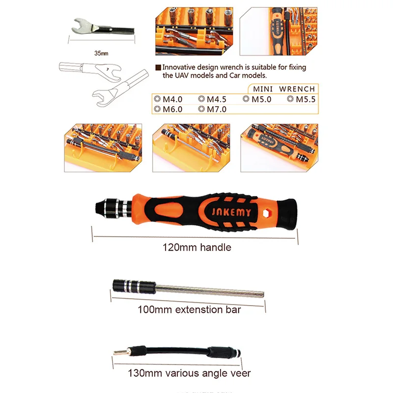 JAKEMY JM-8150 fast disassembly phone laptop repair kit Screwdrivers Hand tools set for Phone Computer Remote control car Repair |