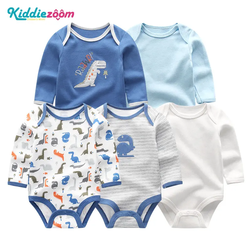 2018 Baby Girl Clothes 5pcs Clothing Sets Cotton Long Sheeve Newborn Boy Rompers Summer 0-12M Pajamas Roupa de bebe | Детская одежда и