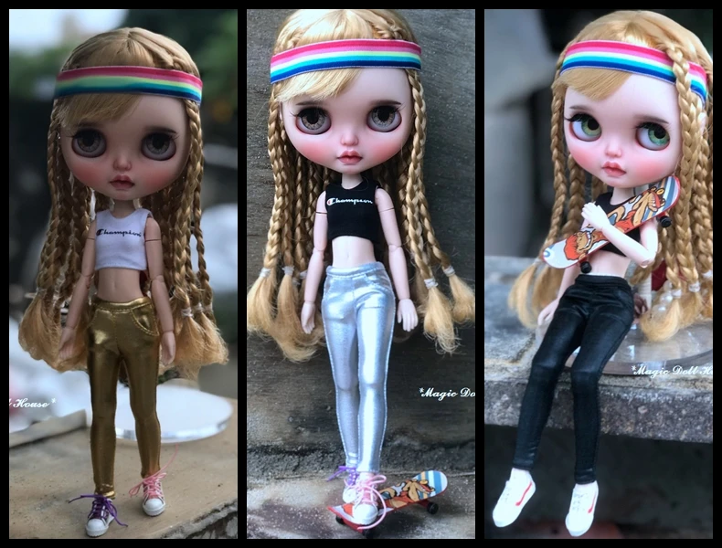 [MG603] 2019 Новая Одежда для куклы Neoblythe # металлические кожаные штаны заколка волос и