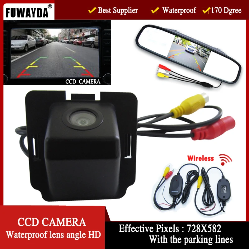 

FUWAYDA Wireless Car Parking 4.3" mirror Monitor Assistance Car Rear View CCD CHIP Camera for Mitsubishi Outlander 2007-2010,